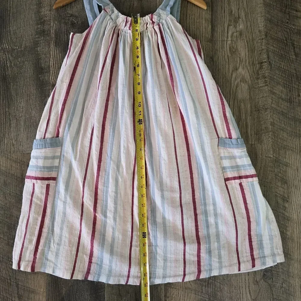 Bonnie Jean Girls Striped Sleeveless Dress Size 12 Blue Pink White Pockets